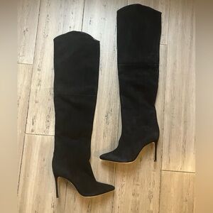 SCHUTZ Gorgeous Black Suede Over-the-Knee Heel Stiletto Boots 8